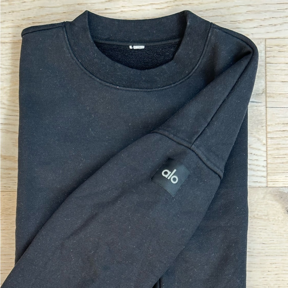 ALO Yoga Renown Heavyweight Crew Neck Pullover | Black | S